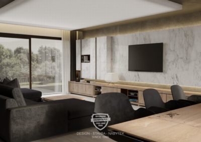 Luxusní návrh interiéru obývací pokoj a kuchyně
